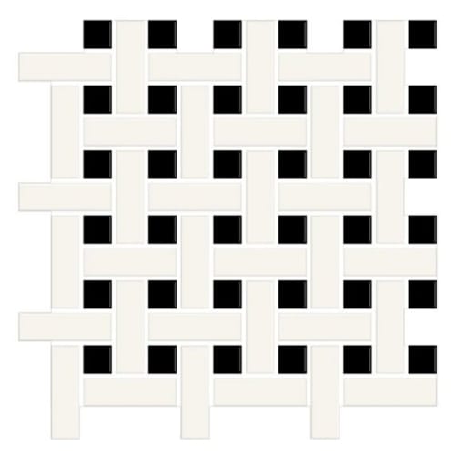 Color Story Mosaics in White / Black / Matte Basketweave Tile