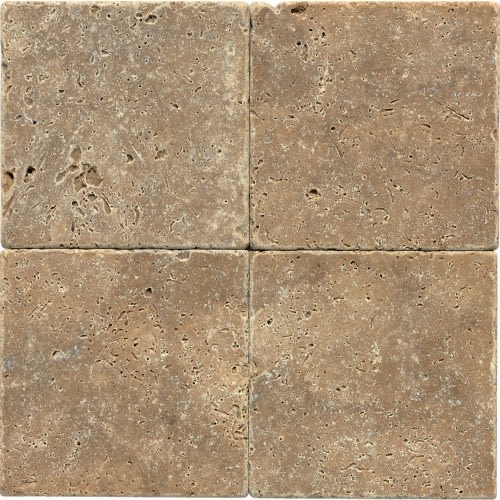 Travertine Collection in Noce 4x4 Textured Natural Stone
