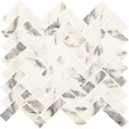 Eclessia Marble in Arabescato Argento Herringbone Natural Stone