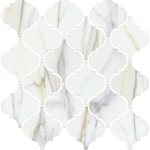 Mythique Marble in Calacatta Matte Arabesque Tile