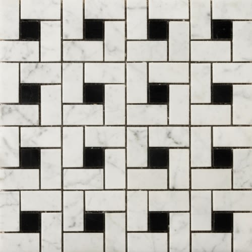 Marble Bianco Gioia Collection in Pinwheel -12" X 12" Mosaic Mesh Honed Natural Stone