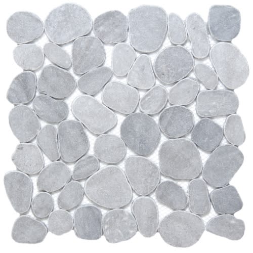 Cultura in Silver 12" X 12" Pebble On Mesh Natural Stone