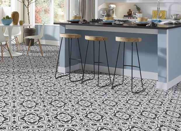 Silver - Tapestry in Wool Vinyl Sheet Goods