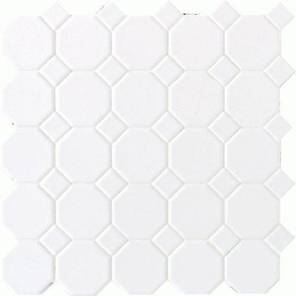 Octagon & Dot in Matte White With 01 White Matte Dot 2x2
