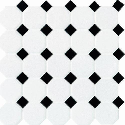 Octagon & Dot in Matte White With 21 Black Gloss Dot 2x2