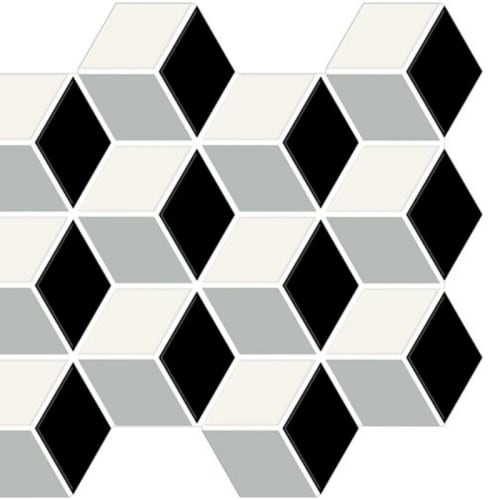 Color Story Mosaics in White/Black/Balance/Matte Cubist Hexagon-1.5'' Tile