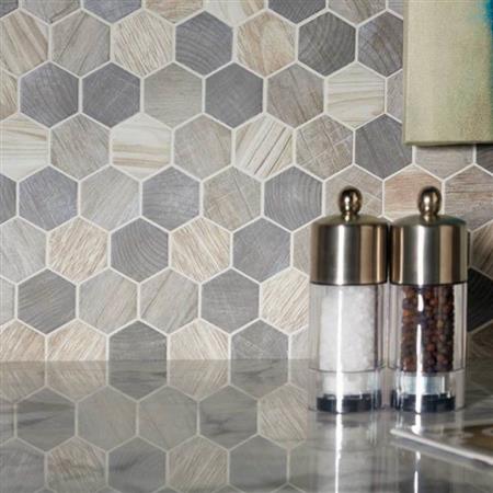 Crosswood in Seagull Glass Tile