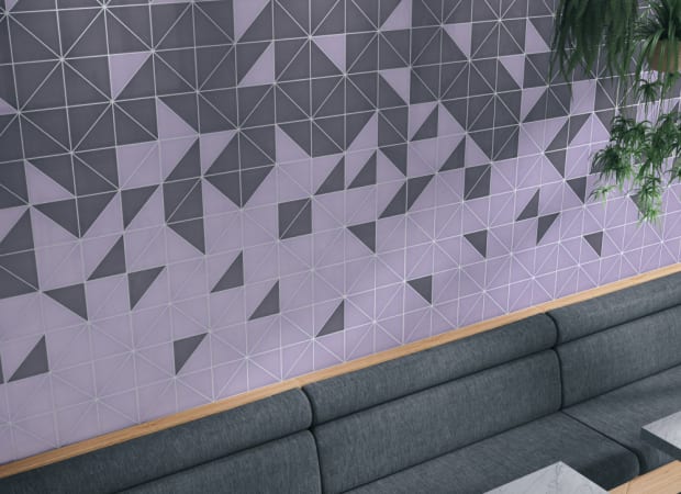 Cursive in Iris Mosaic 6"x6" Triangle Tile