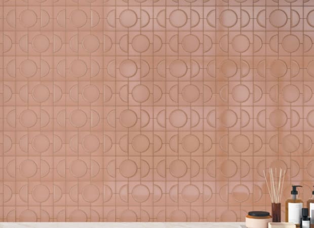 Cursive in Rose Gold Mosaic 6"x6" Triangle Tile