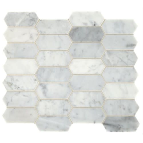 Marble Collection in Carrara White Elongated Hex Natural Stone