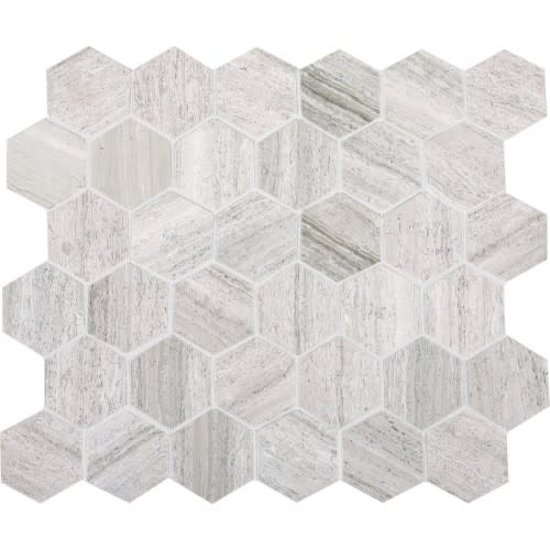 Limestone Collection in Chenille White 6x6 Hexagon Natural Stone