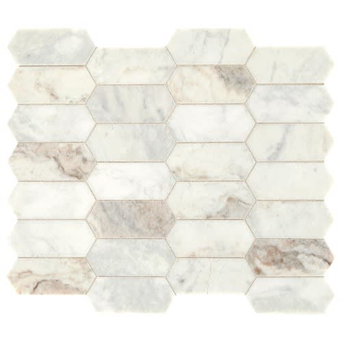Marble Collection in Daphne White - Elongated Hex Natural Stone