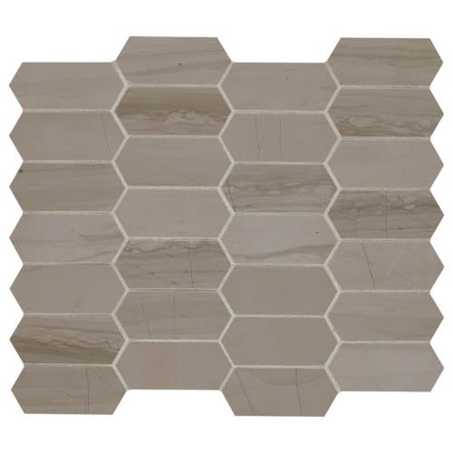 Marble Collection in Silver Screen Elongated Hex Natural Stone