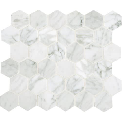 Marble Collection in Carrara White Hexagon 12x24 Natural Stone