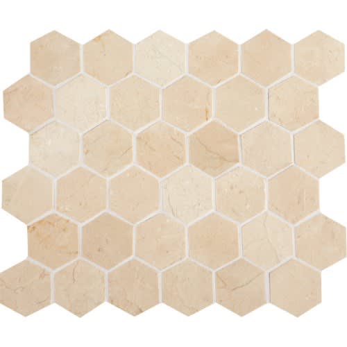 Marble Collection in Crema Marfil Classico 2" Hexagon Natural Stone