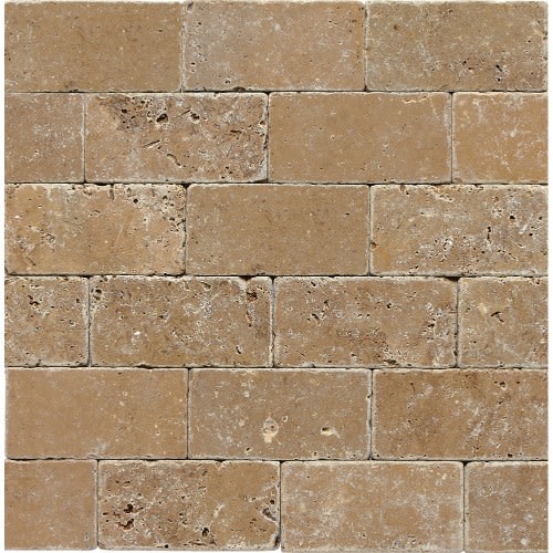 Travertine Collection in Noce 3x6 Textured Natural Stone