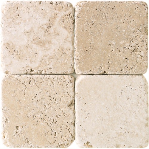 Travertine Collection in Mediterranean Ivory 4x4 Textured Natural Stone