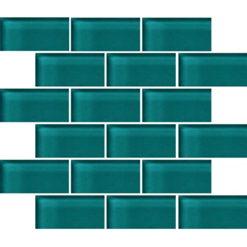 Glass Blox in Vivid Teal 2"x4" Glass Tile