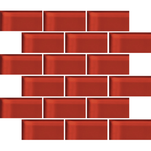 Glass Blox in Dazzle Red 2"x4" Glass Tile
