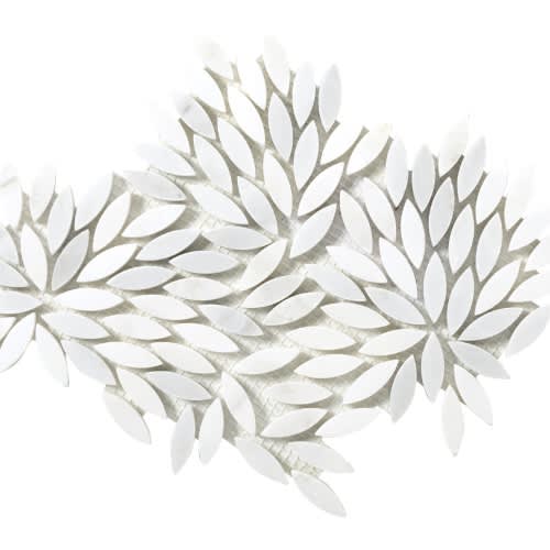 Marble Winter Frost in Winter Frost Leaf Mosaic - Mesh Mosaic Natural Stone