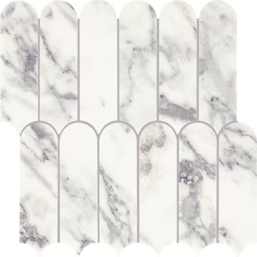 Eclessia Marble in Arabescato Argento Elongated Fan Natural Stone