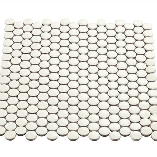Multiplier in White Circle Mosaic 1"x1" Gloss