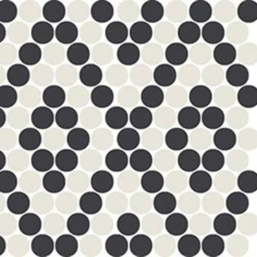 Unglazed Mosaics in Ice White/Black Penny Rounds Tile