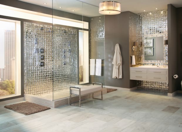 Sideview Glass in Silver 3"x3" Polished Glass Tile