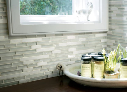Ebb and Flow in Snow And Ice Linear Mix Glass Tile